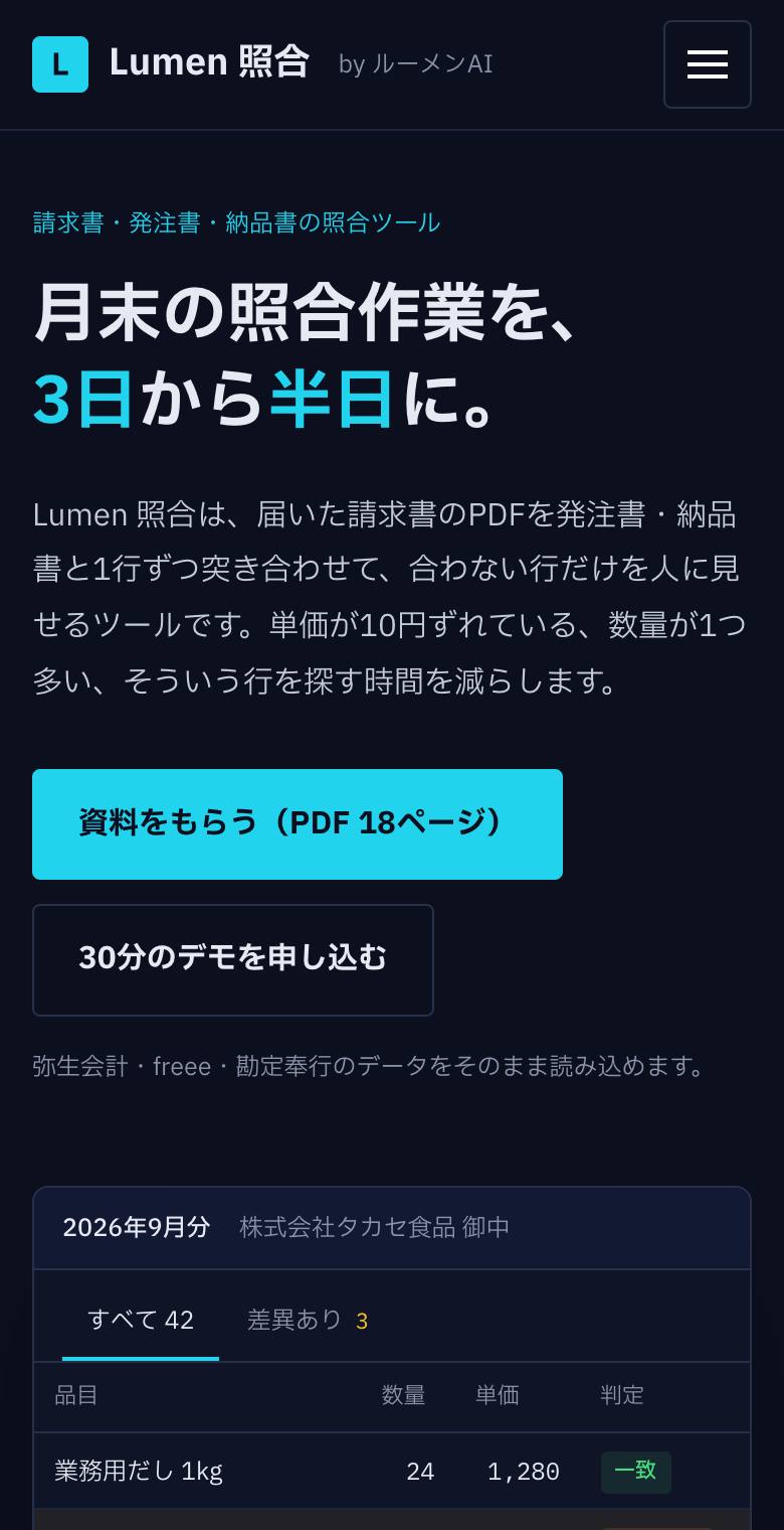 Lumen AIのスマホ表示